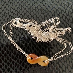 Infinity Jade sign 925 Sterling Silver necklace